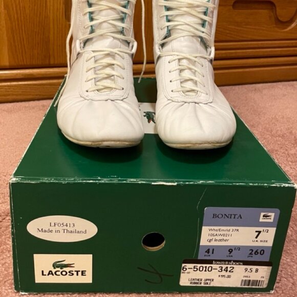 Y2K Lacoste White Leather Sneaker High Top GUC - Picture 2 of 14